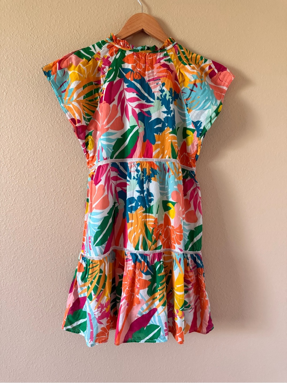 Boston Proper Multicolor Ruffled Neckline Mini Dress - Picture 5 of 6